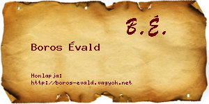 Boros Évald névjegykártya